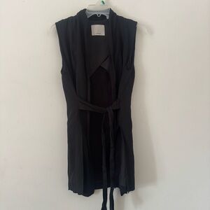 Aritzia Wilfred Niveau Linen Blend Longline Tie Waist Vest Black Small